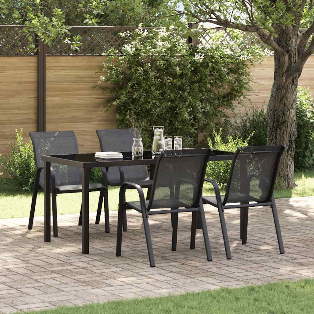 Stackable Garden Chairs 4 pcs Black Textilene Fabric